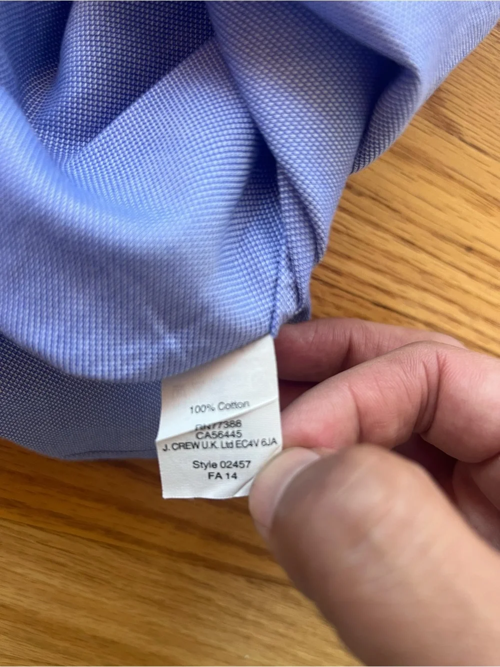 J. Crew Ludlow Mens Dress Shirt Blue Dobby Cotton XL 17-17.5